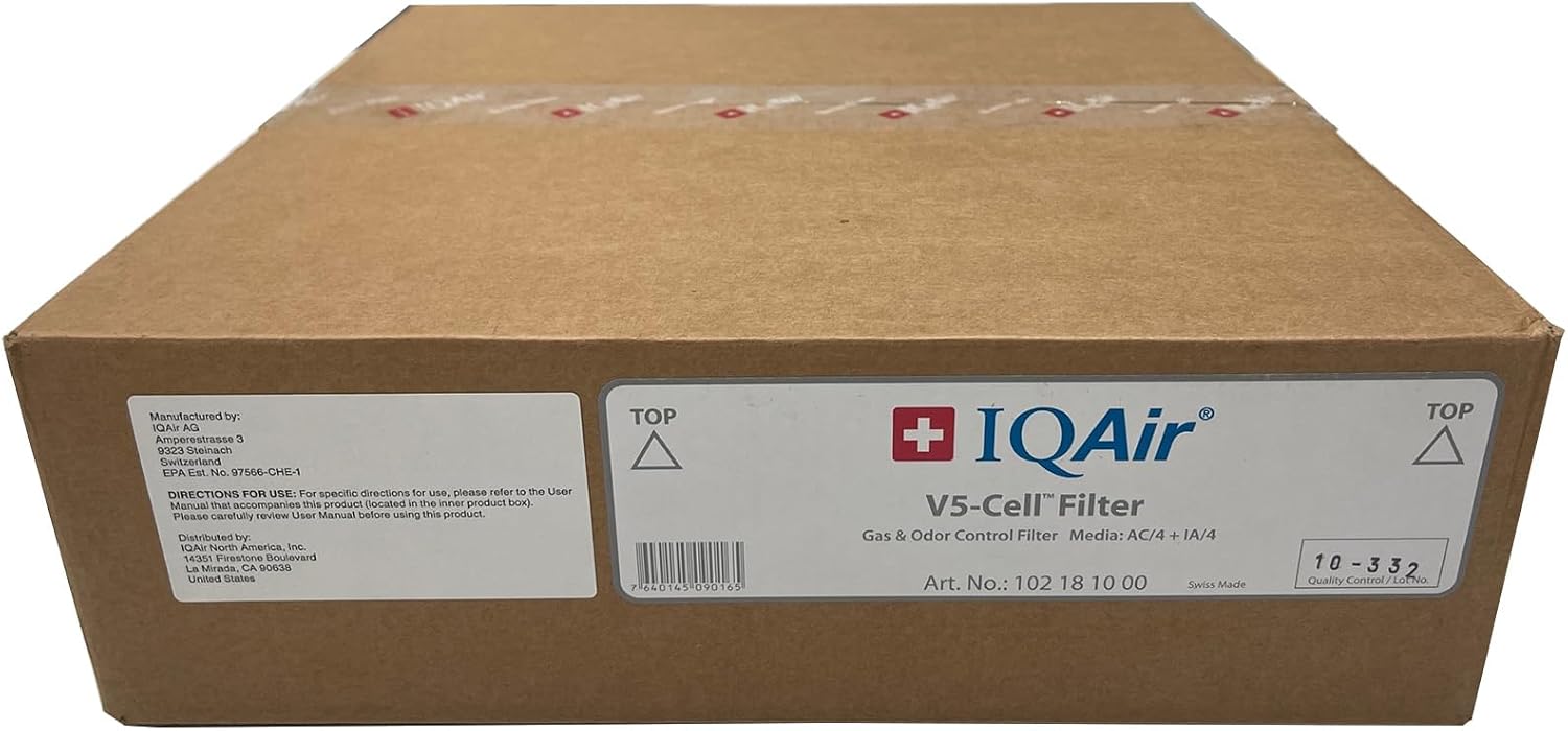 IQAir V5-Cell Filter 5Pk- Genuine Replacement Air Filter HealthPro Plus - Activated Carbon & Alumina Filter for Versatile Gas and Odor Control - Swiss Made Filters for Air Purifiers - 5 Pack