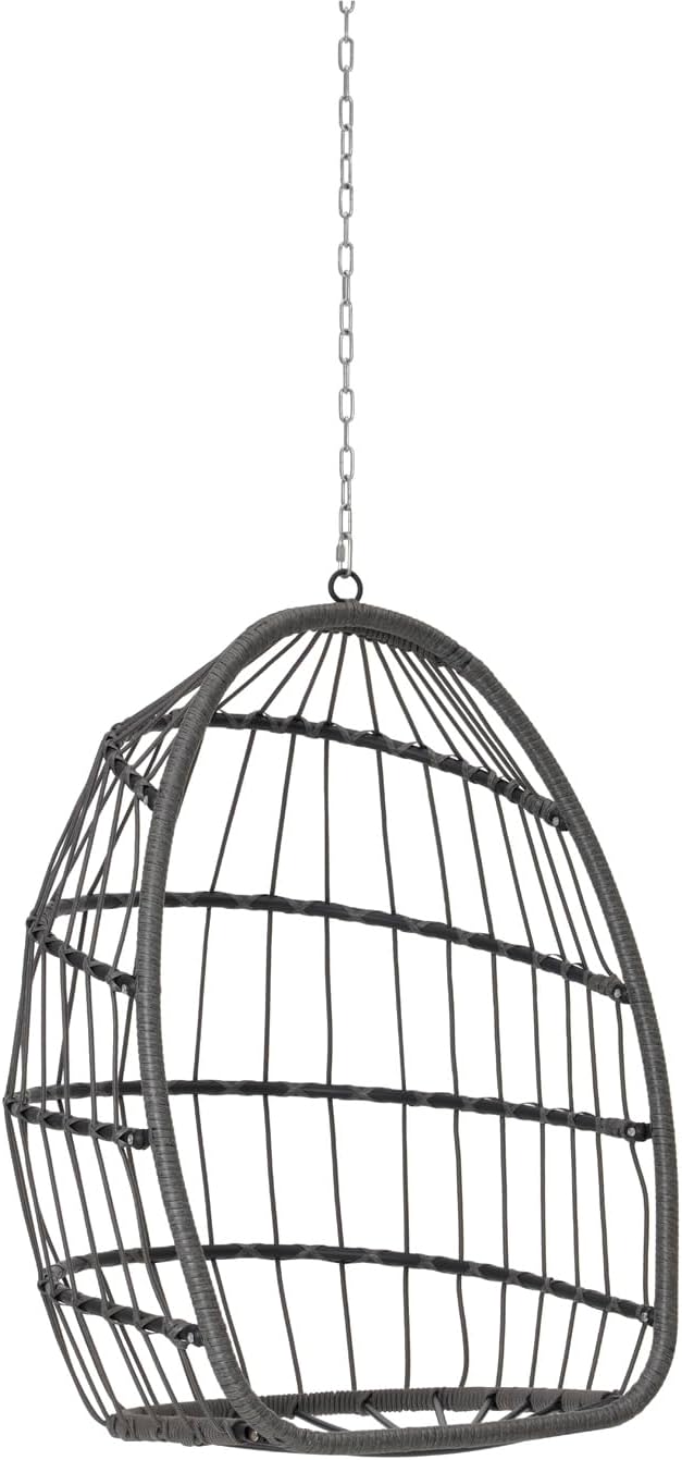 Egg Swing Chair with UV Resistant & Strong Frame, Wicker Rattan Egg Chair with Stand, 360 lbs Capacity Hanging Chair for Indoor & Outdoor Use, Patio Balcony Garden Bedroom, Dark Gray
