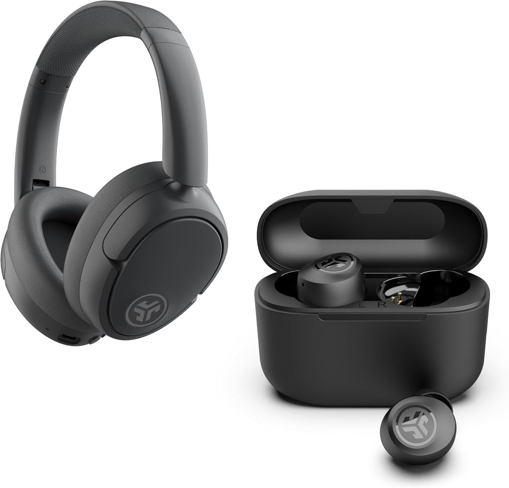 JLab JBuds Lux ANC Wireless Bluetooth Headphones & Audio Bundles, Hybrid Active Noise Cancelling, Premium Over-Ear Headset with Optional True Wireless Earbuds