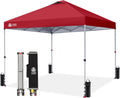 CROWN SHADES 12x12 Pop Up Canopy Outside Canopy, Patented One Push Tent Canopy with Wheeled Carry Bag, Bonus 8 Stakes and 4 Ropes, Red