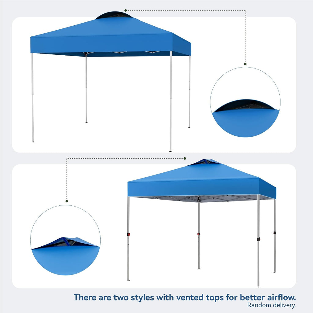 PHI VILLA 10x10 Pop Up Canopy Tent Easy Outdoor Sun Shade for Events Party Tent, 100 Sq. Ft of Shade, Blue