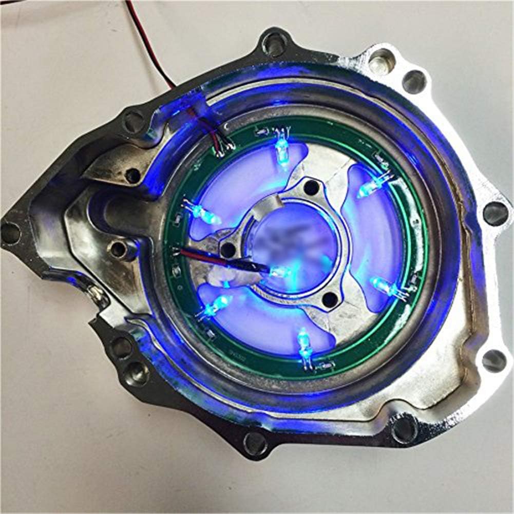 AfterMokit Replacement See Through Engine Stator Generator Cover with Blue Led for Suzuki GSX1300R Hayabusa 1999-2019 Chrome Crankcase Cover with Engraved Black Kanji