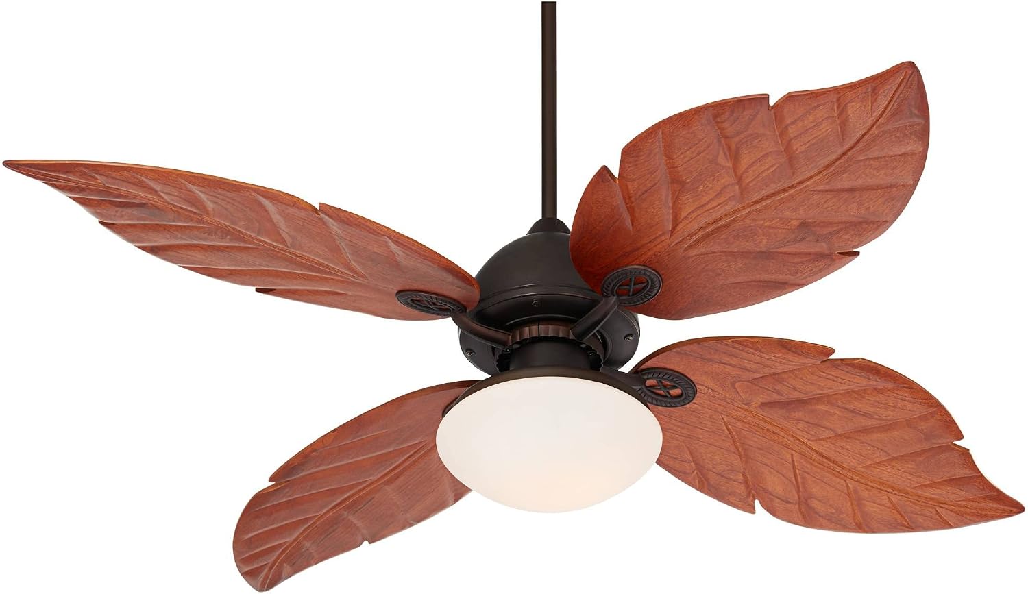 Casa Vieja 60' Casa Oak Creek Tropical Outdoor Ceiling Fan with LED Light Oil Rubbed Bronze Walnut Solid Wood Blades White Glass Bowl Damp Rated for Cottage Core Patio Exterior House Porch Barn