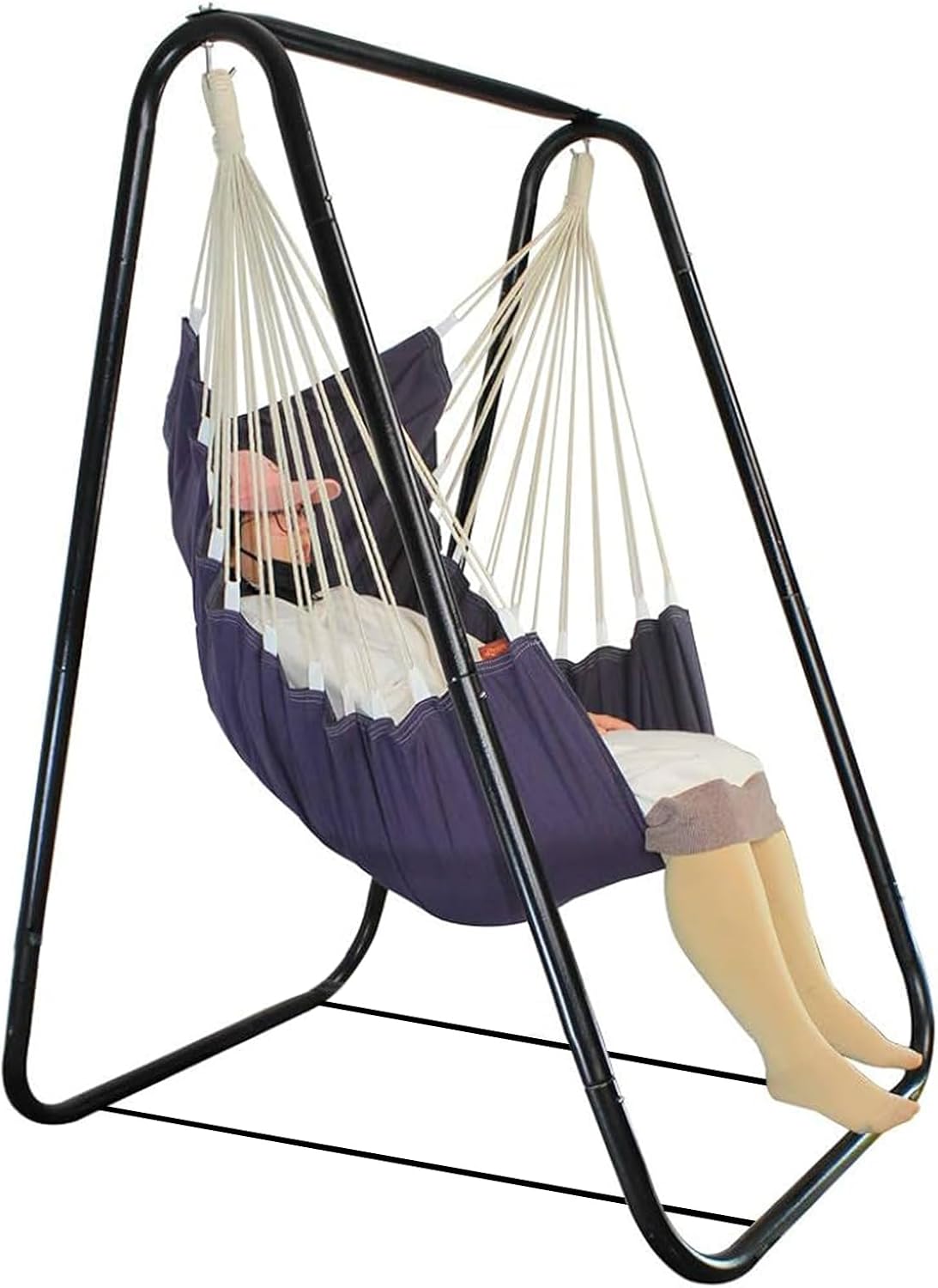 Swing Hammock Stand, A-Shaped Strong Load Bearing Hammock Stand, Anti-Deformed Hammock Chair Stand Swing Support Rack for Home or Outdoor (Black)