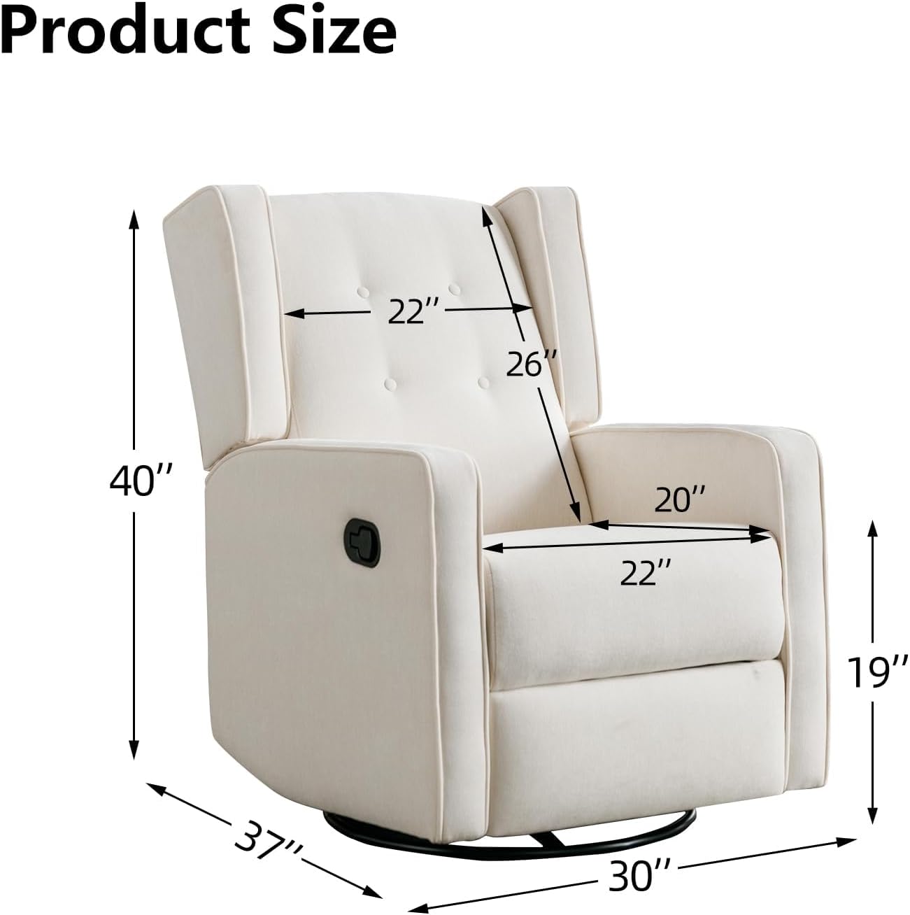 CANMOV Swivel Rocker Recliner Chair Set of 2, Nursery Glider Chair, Nursery Rocking Chairs, Manual Reclining Chair, White