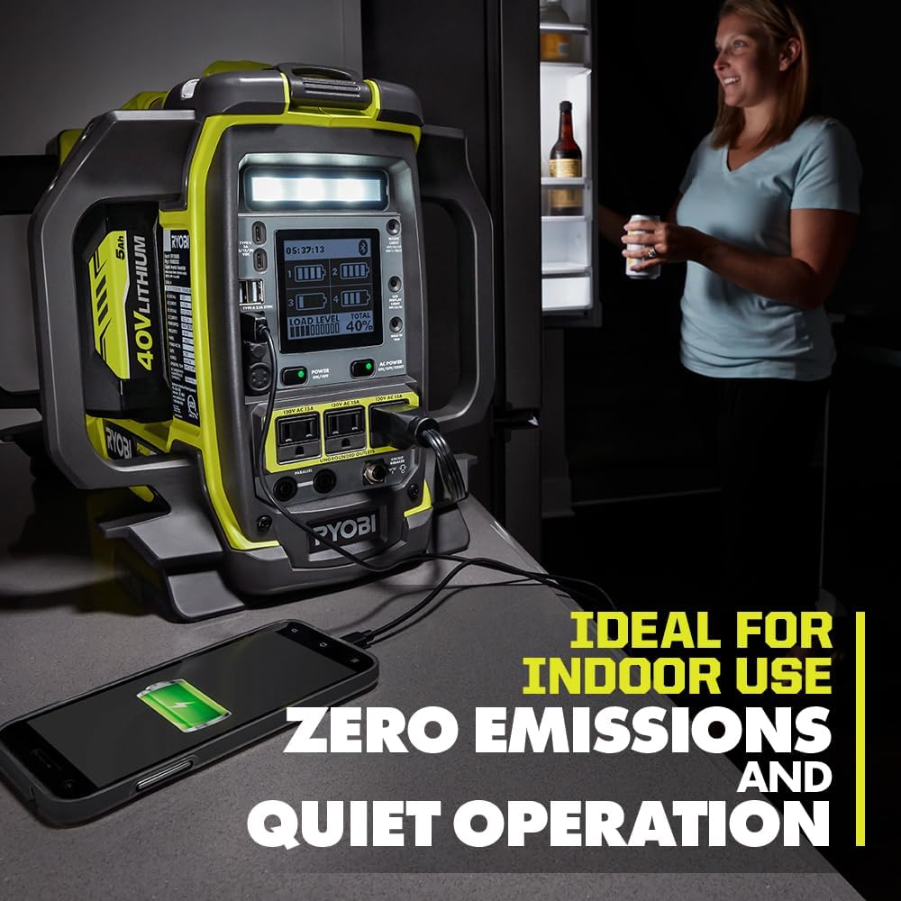 RYOBI 40V 1800-Watt Portable Battery Power Station Inverter Generator (Tool ONLY- Batteries NOT Included)