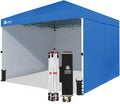CROWN SHADES 10X10 Commercial Instant Canopy Pop Up Tent with Center Lock, 300D Fabric, 4 Sidewalls, Sto'N Go Bag, Blue
