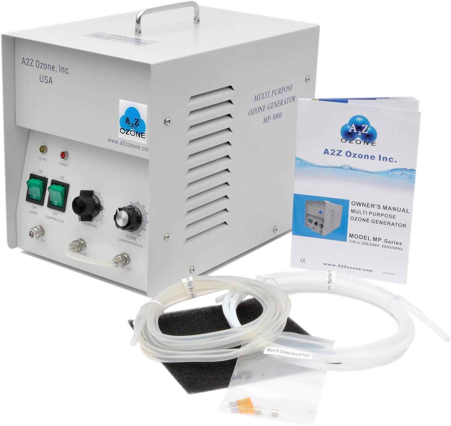MP-3000 Ozone Generator, Light-Duty Ozonator, for Water-use with Optional Oxygen Hookup, up to 3000 mg/hr, with Timer Function