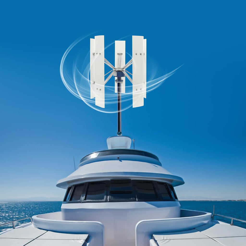 Wind Generator, 100W 12V 5 Blade Vertical Wind Turbine Generator Vertical Axis Wind Turbine Vertical Wind Generators Kit Wind Power Generators w/Controller for Home, Business, Ships