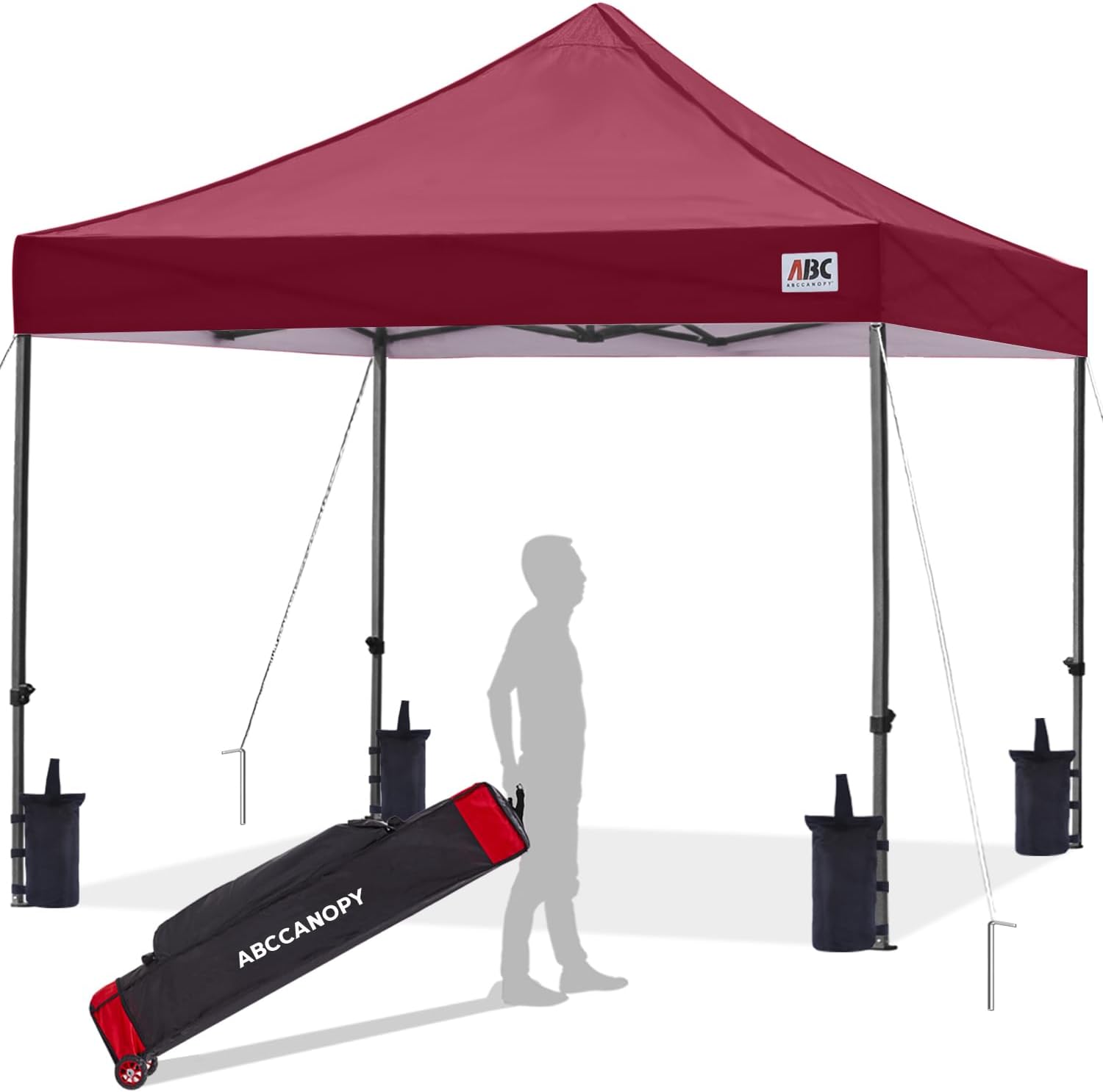 ABCCANOPY Patio Pop Up Canopy Tent 10x10 Commercial-Series (Burgundy)