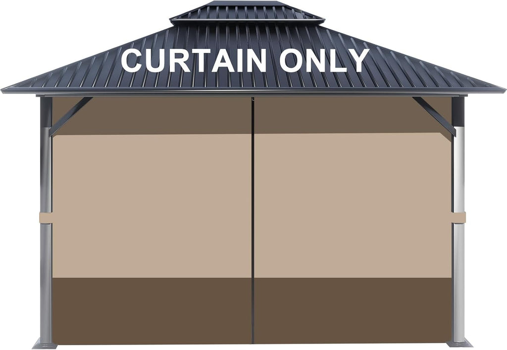 BPS 12' x 14' Gazebo Privacy Curtains with Double Zipper, 4-Panels Side Wall Universal Gazebo Side Panels Replacement for Patio, Outdoor Canopy, Garden and Backyard (Curtain Only)