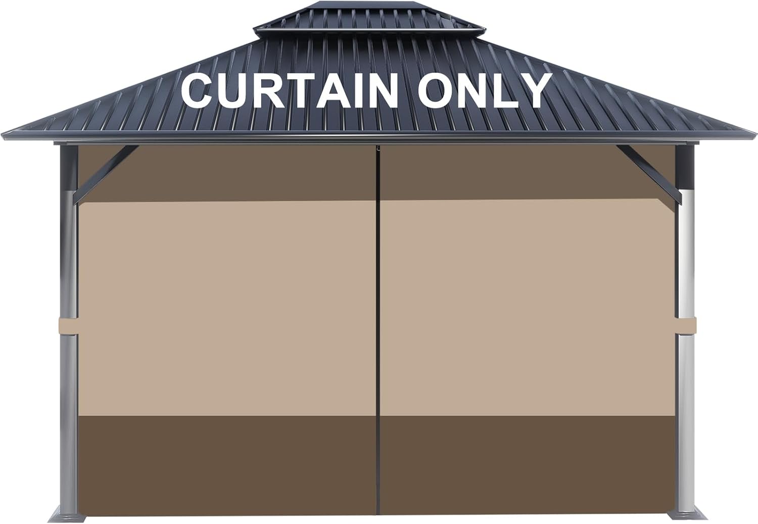 BPS 12' x 14' Gazebo Privacy Curtains with Double Zipper, 4-Panels Side Wall Universal Gazebo Side Panels Replacement for Patio, Outdoor Canopy, Garden and Backyard (Curtain Only)