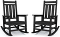 KINGYES Oversized Outdoor Rocking Chair Set of 2, All-Weather Patio Rocking Chairs for Porch, HDPE Outdoor Patio Rockers with High Back & Wide Seat for Garden, Lawn, Black