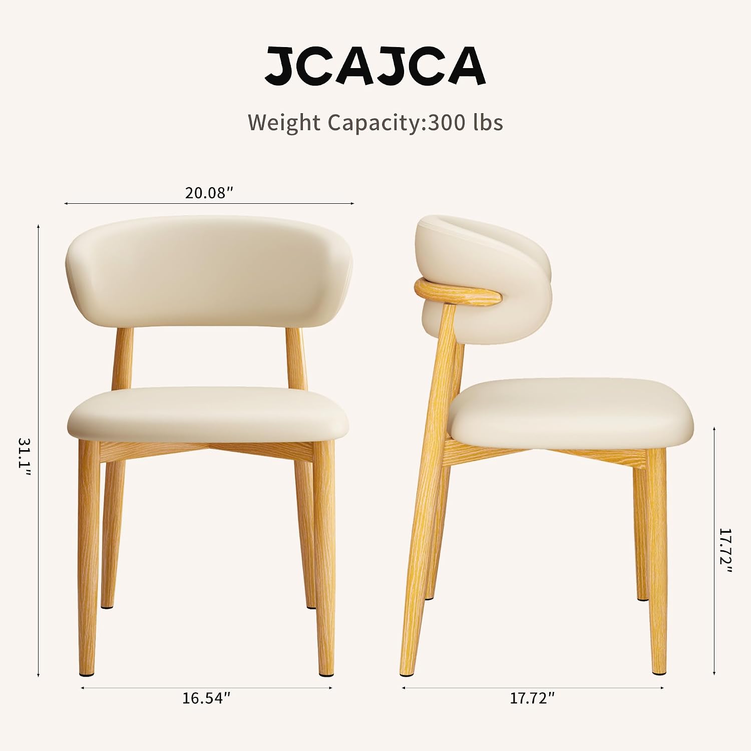Kitchen Dining Chairs Set of 6 Modern Leather Farmhouse Dining Room Chairs, Beige