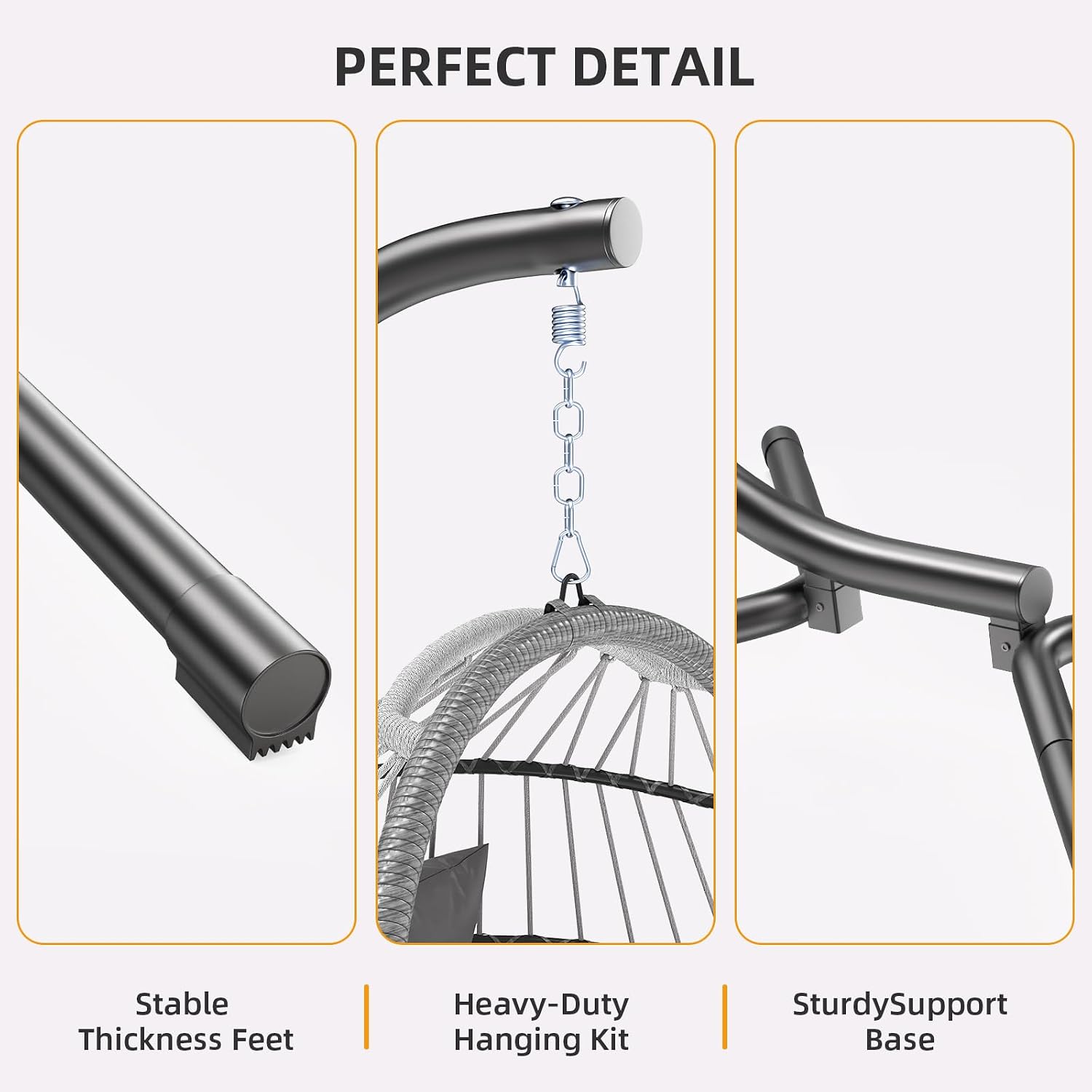 Hipicute Egg Chair with Stand,Patio Rattan Wicker Hanging Swing Egg Chair Hammock Chair for Bedroom Porch Garden,Thickened Aluminum Alloy Steel Frame and UV Resistant Cushion,350LBS Capacity