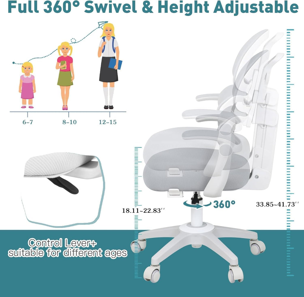 COSVALVE Adjustable Kid Desk and Chair Set, Kids Desk with Drawer, Tilter Desktop, Ergonomic Kid Chair, Height Adjustable for Girl Boy Student Home School Use,Grey