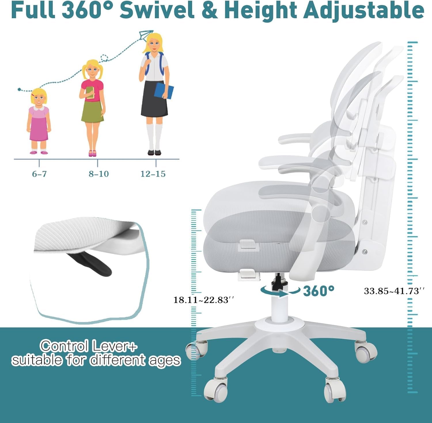 COSVALVE Adjustable Kid Desk and Chair Set, Kids Desk with Drawer, Tilter Desktop, Ergonomic Kid Chair, Height Adjustable for Girl Boy Student Home School Use,Grey