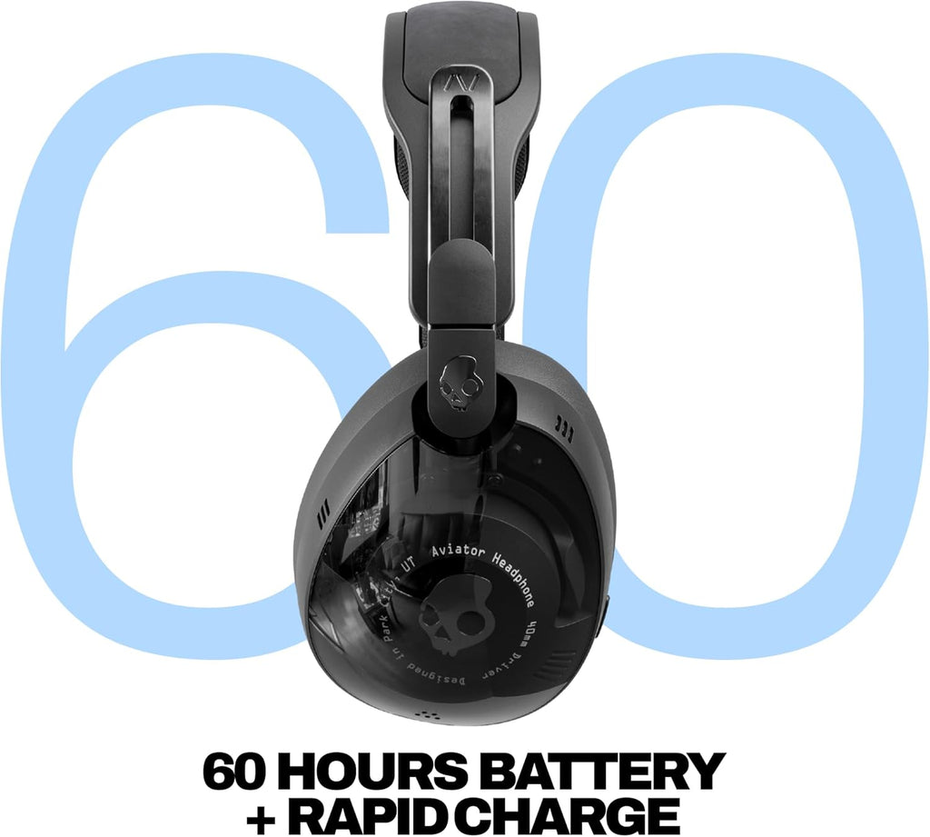 Skullcandy Aviator 900 ANC Wireless Over-Ear Bluetooth Headphones, THX Spatial Audio with Head Tracking, Adaptive Noise Cancelling, Up to 60 Hours Battery, Microphone for iPhone Android - True Black