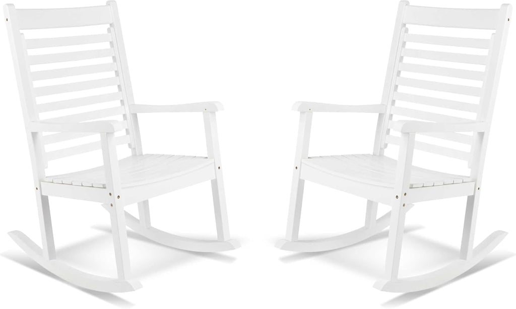Shine Company 4337WT-142, Set of 2 Modern Wood Rocking Chair, Classic White