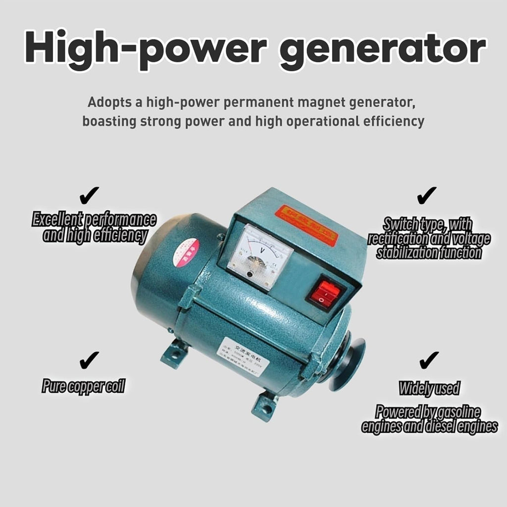 3500W 220V Permanent Magnet Generator, Brushless Belt-Driven Lighting Generator With Pure Copper Coil, For Gasoline Or Diesel Engine, Home Backup Use