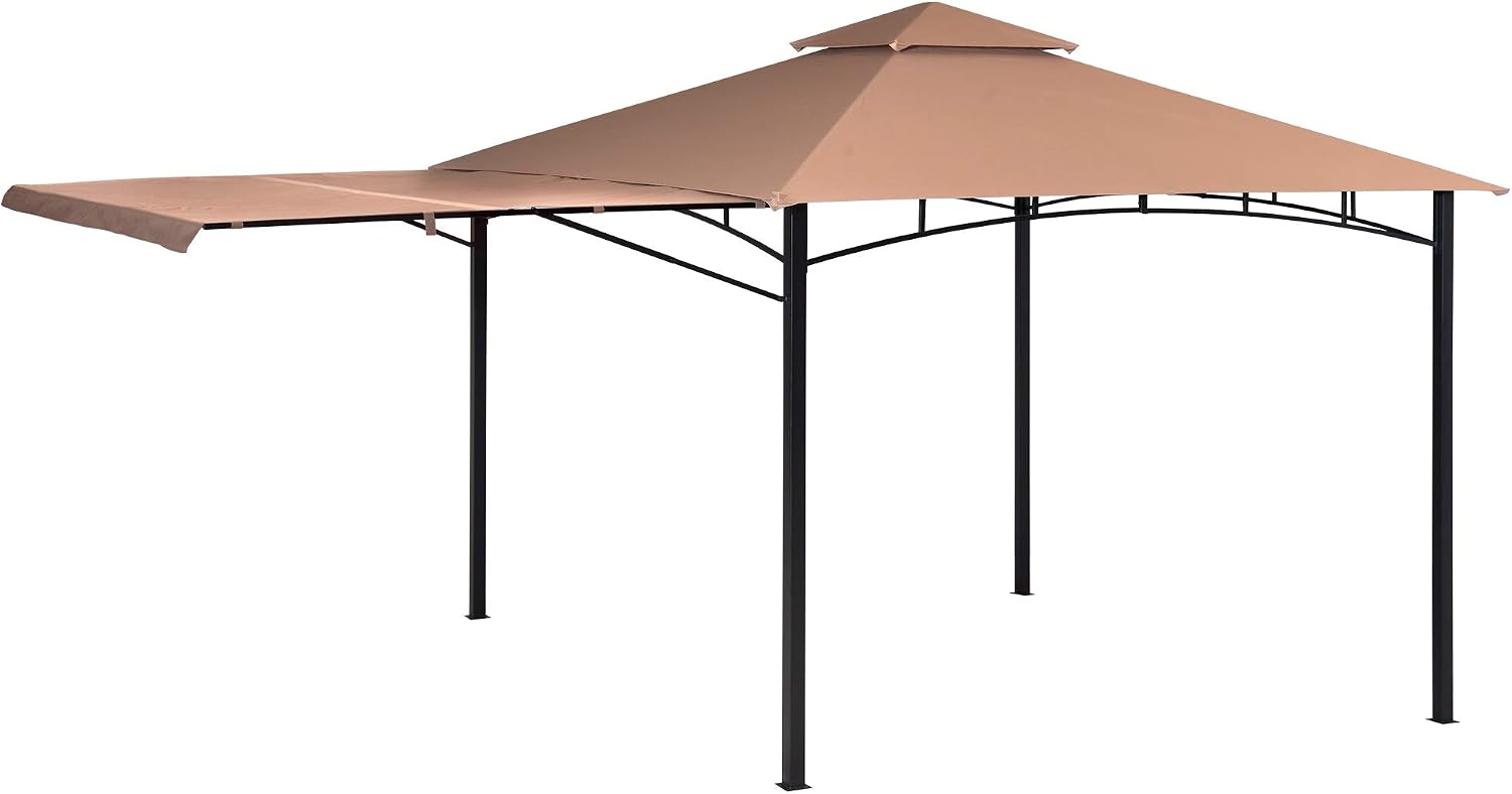 ShelterLogic 11' x 11' Canopy Series Redwood Easy Assembly Seasonal Shade UV Protection with Extendable Awning Outdoor Gazebo