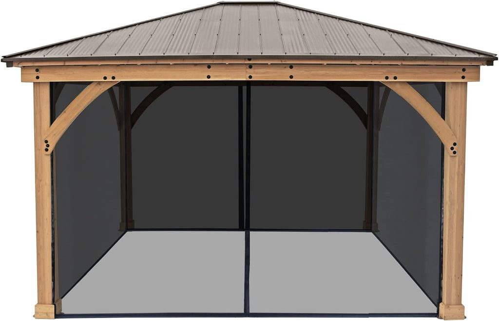 Yardistry 11 x 13 Meridian Gazebo Mesh Kit with 4 Mesh Panels, fits 11x13 Meridian Gazebo, Black