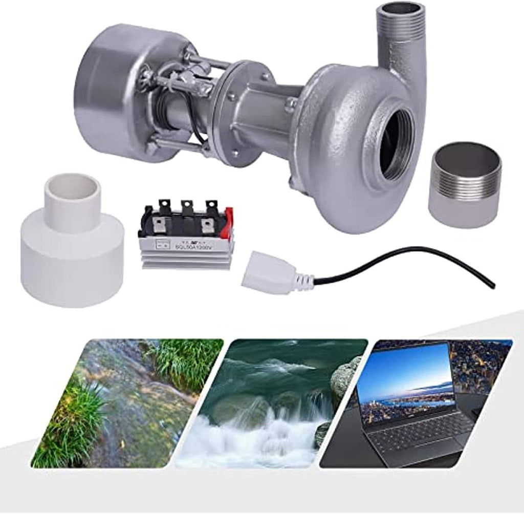 Micro Hydro Generator, 500W 110V, Silver, Lightweight, Portable, Water Flow Generator for Home Use
