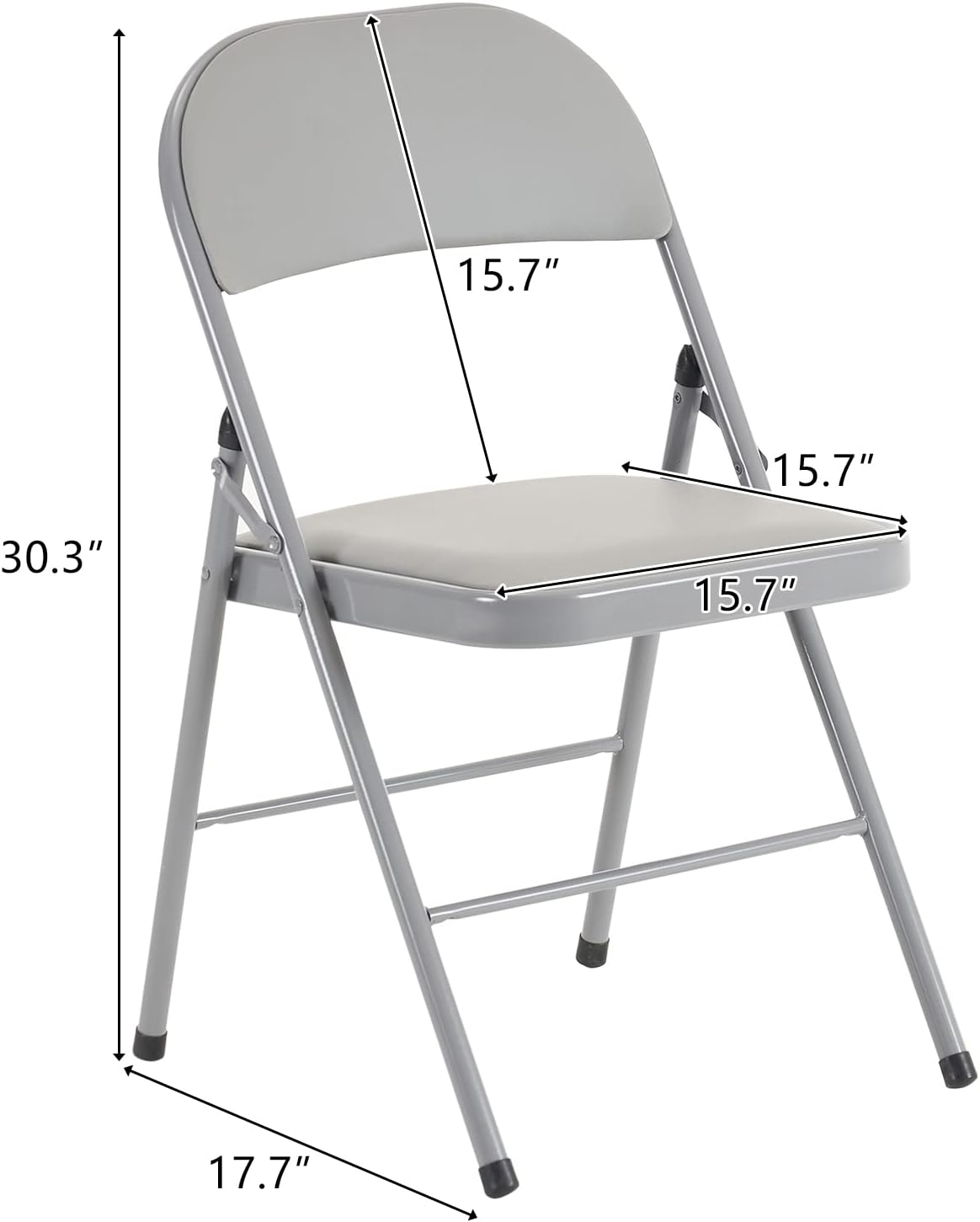 Karl home 6 Pack Grey Folding Chairs with Padded Seats for Outdoor & Indoor, Portable Stackable Commercial Seat with Steel Frame for Events Office Wedding Party, 330lbs Capacity