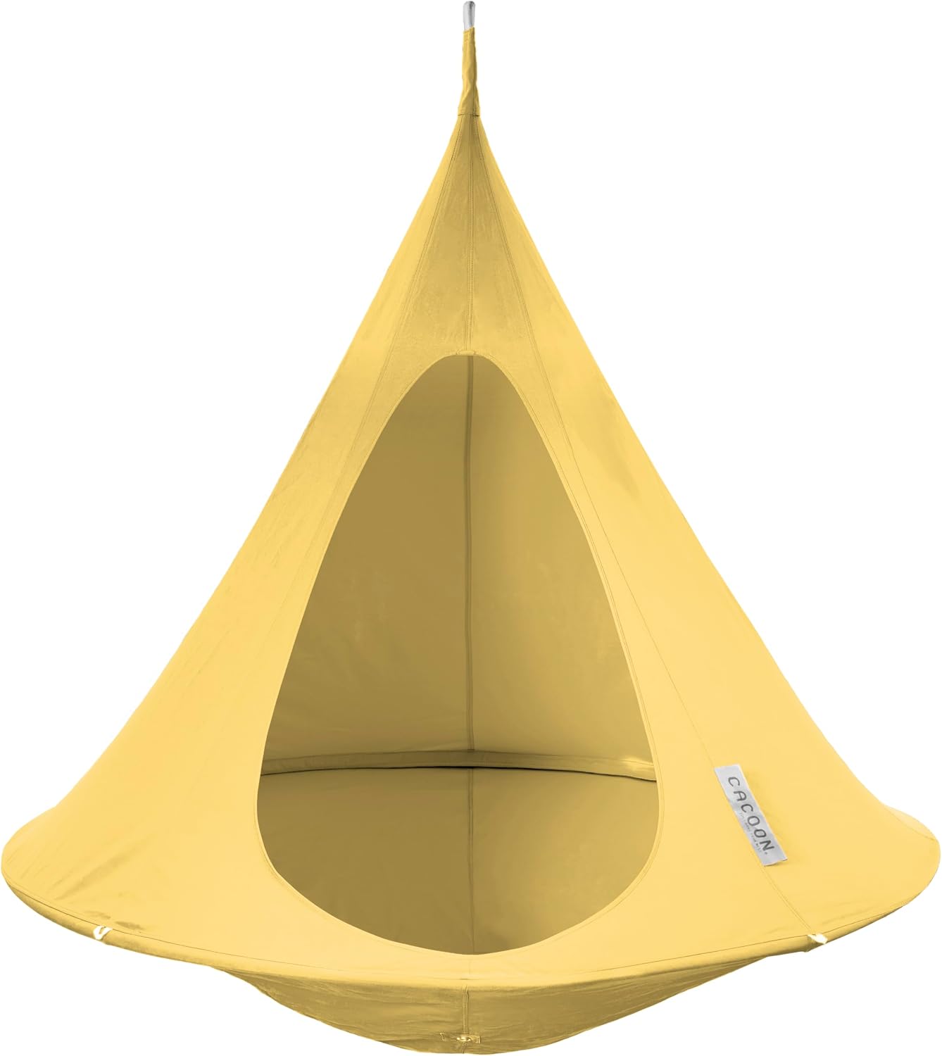 Single Cacoon Hanging Chair – Cozy Indoor/Outdoor Hammock with Polyester Canvas, 440 lb Capacity, Includes 18ft Rope & Carabiner (Lemonade)
