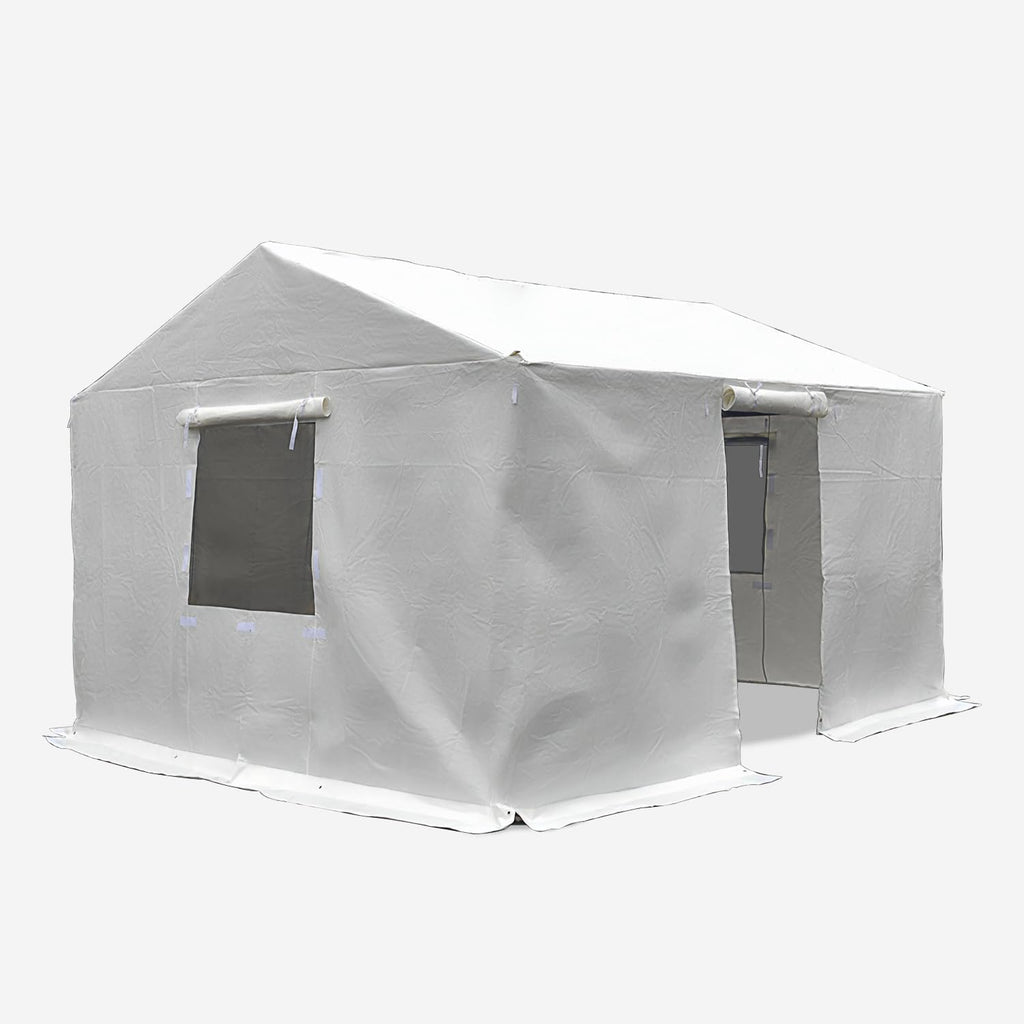Domi 12' x 14' Universal Winter Gazebo Cover, All Season Waterproof Enclosed Cover with Sidewalls & Ventilated Mesh Windows, All-Weather Outdoor Cover for Gable Roof Gazebos, White