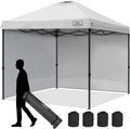 KAMPKEEPER 10x10 Pop-Up Canopy Tent, Waterproof, Portable Shade with Side Walls, Adjustable Instant Outdoor Shelter for Camping, Backyard, and Events, White