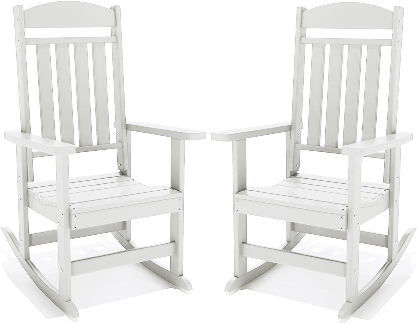 NAVINE Outdoor Rocking Chairs Set of 2, Oversized High Back Patio Rocking Chairs, All Weather Porch Rocking Chairs for Outside. White