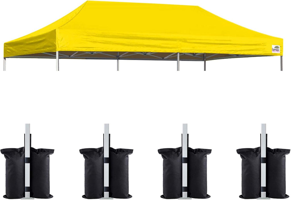 Eurmax USA 10x20 Pop Up Canopy Replacement Top,Universal Instant Canopy Cover ONLY,Heavy Duty UPF 50+ UV Protection,Water & Wind Resistant Tarp,30+ Colors Available,Bonus 4 Sand Bags (Yellow)