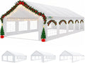 COBIZI 16x32 Heavy Duty Party Tent Outdoor Waterproof Canopy with 14 Church Windows & 10 Sidewalls, Built-in Sandbag, White Powder Coating Commercial Event Shelter Tents for Parties Wedding BBQ Patio