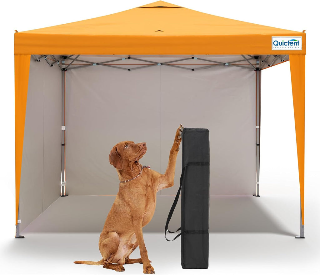 Quictent 10x10 Pop Up Canopy Tent with 2 Sidewalls, Instant Setup Gazebo for 1 Person, Portable & Compact, Waterproof & UV Protection, Ideal for Camping, Beach, Parties, and Outdoor Events