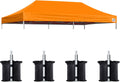 Eurmax USA 10x20 Pop Up Canopy Replacement Top,Universal Instant Canopy Cover ONLY,Heavy Duty UPF 50+ UV Protection,Water & Wind Resistant Tarp,30+ Colors Available,Bonus 4 Sand Bags (Orange)