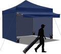 10x10 Pop up Canopy Tent with Awning Easy up Canopy with Wheel Bag Heavy Duty Waterproof Canopy Commercial Gazebo Tent for Outdoors Parties Vendors(Navy Blue)