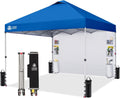 CROWN SHADES Canopy Tent, 10 x 10 Foot Portable Pop Up Outdoor Shelter with Pocket Sidewall, Push Center Lock, UV Protection, and Carry Bag, Blue
