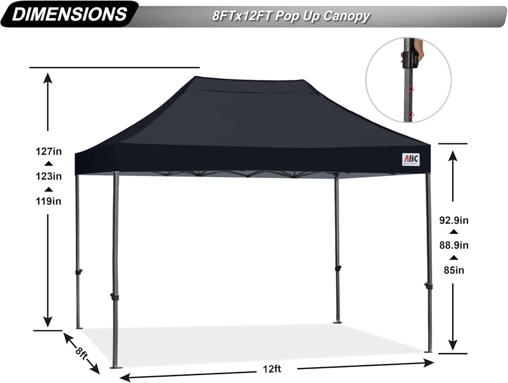 ABCCANOPY Patio Pop Up Canopy Tent 8x12 Commercial-Series (Black)