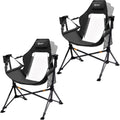 Portal Hammock Camping Chair, Portable Outdoor Swinging Chairs, Rocking Chair for Adults with Adjustable Back and Height for Lawn, Backyard, Patio, Supports 400 lbs, Mesh High Back, Black, 2 Pack