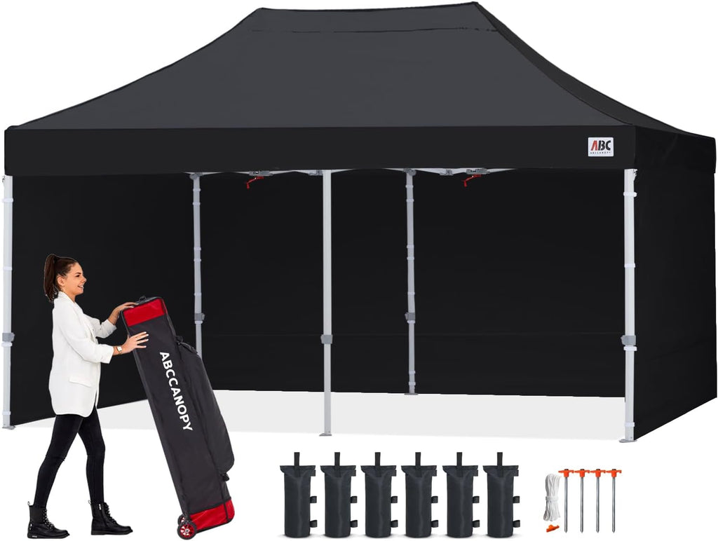 ABCCANOPY Easy Pop Up Canopy Tent with Sidewalls 8X16 Commercial -Series, Black