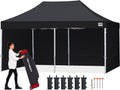 ABCCANOPY Easy Pop Up Canopy Tent with Sidewalls 8X16 Commercial -Series, Black