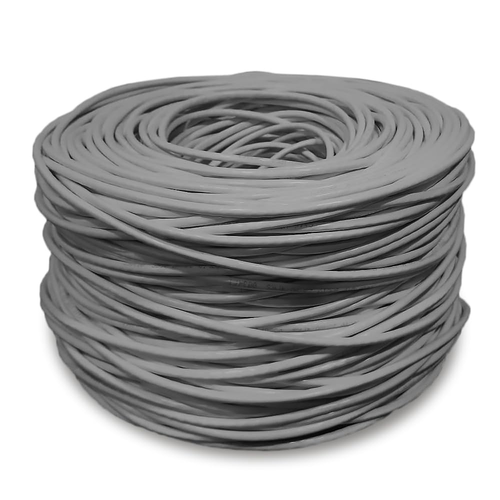 Dripstone CAT6 Ethernet Cable 1000ft Bulk Network LAN Wire 23AWG Solid UTP 550MHz High-Speed Internet Cable Gaming, Streaming, Office, Home Use, Pull Box, Cat6 Bulk, Stable Connectivity - Gray