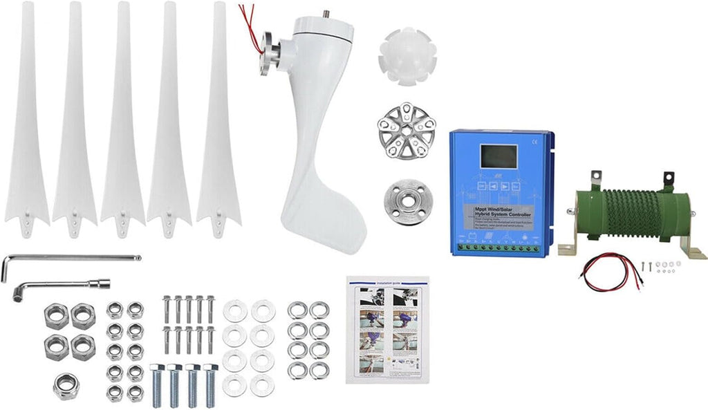 3000W Wind Turbine Generator 12V 24V 48V Windmill With MPPT Controller Power Supply Kit Solar Complementary Permanent Magnet Wind Turbine Generator Home Project Use Street Lighting ( Color : 24V )