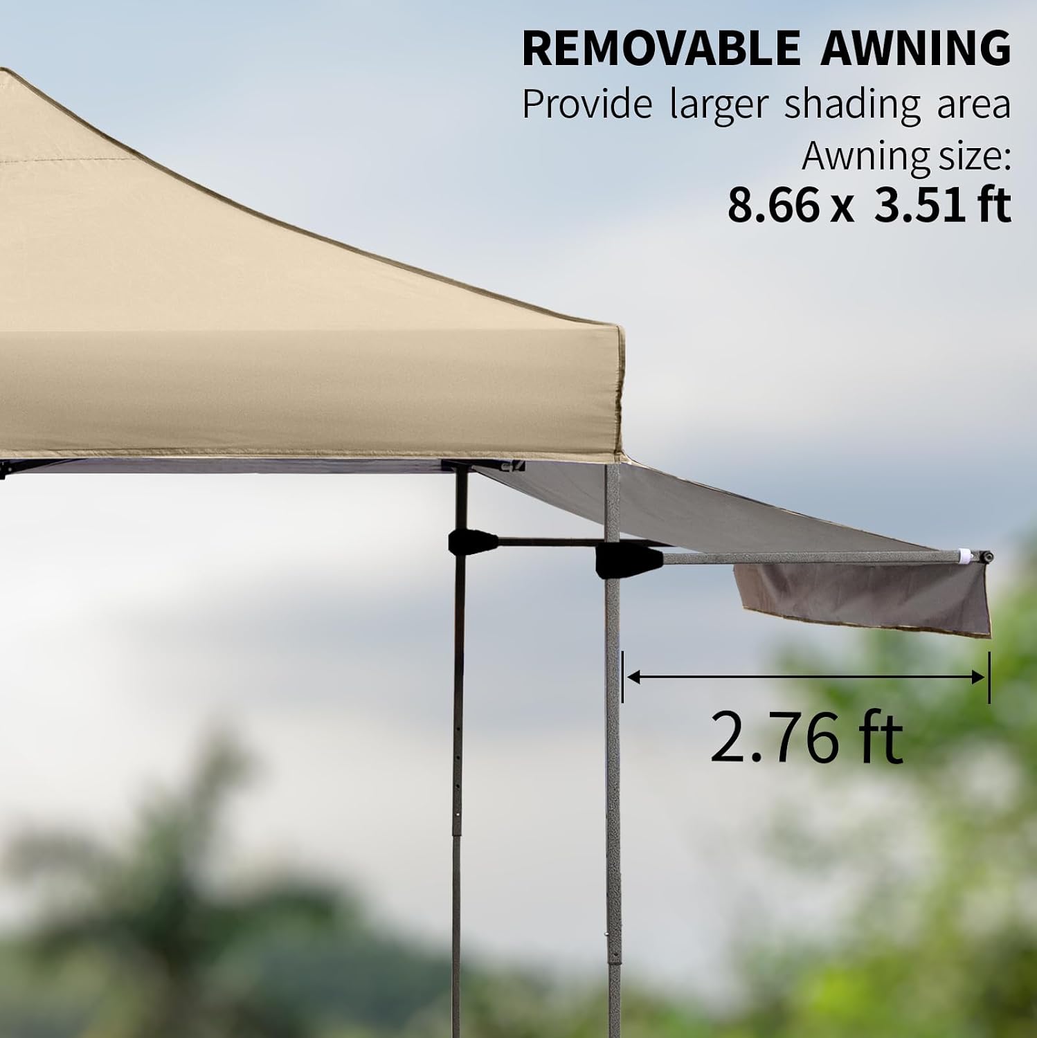 10x10 Pop up Canopy Tent with Awning Easy up Canopy with Wheel Bag Heavy Duty Waterproof Canopy Commercial Gazebo Tent for Outdoors Parties Vendors (Khaki)