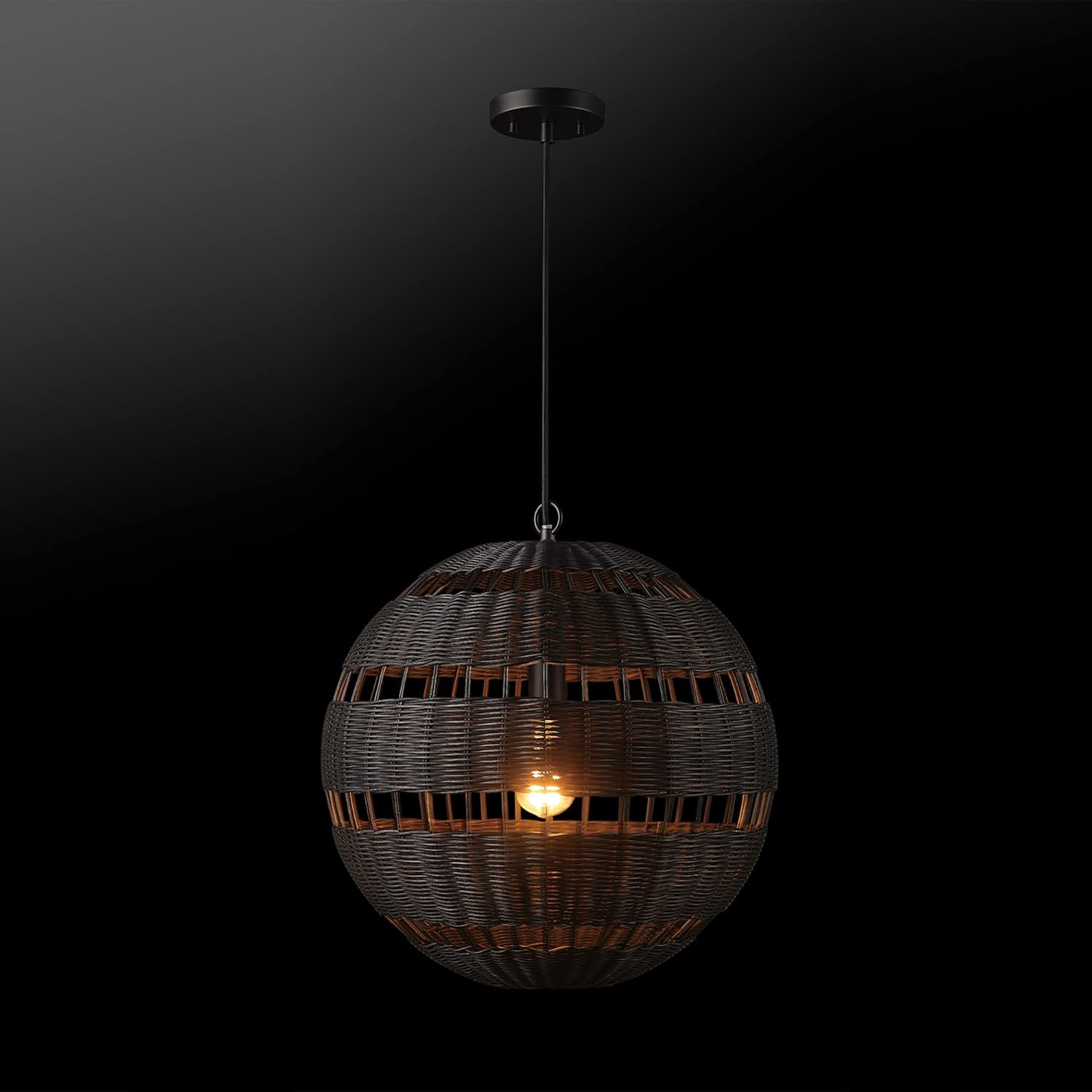 Globe Electric Novogratz x 65838 Beth 1-Light Pendant Lighting, Matte Black, Bulb Not Included
