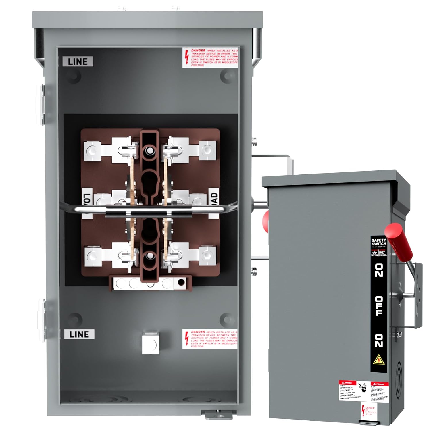 200A Generator Transfer Switch for Home Generator, 48000W Manual Double-Throw Disconnect Switch, 120/240-Volt, NEMA 3R with Wiring Lugs, Indoor/Outdoor (200A 2P Grey)