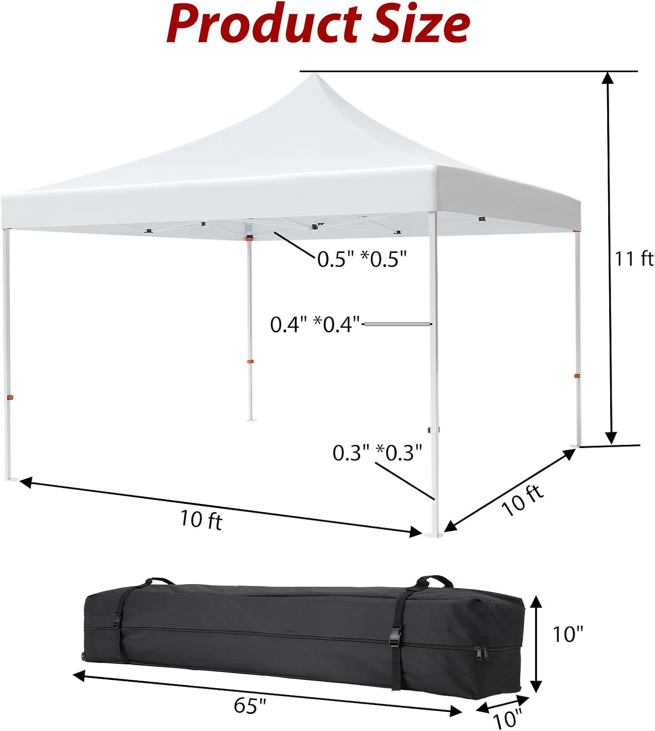 Pop-up Waterproof Windproof and UV-Proof Gazebo Instant Portable Canopy Tent 10'x10' with 3 Side Walls, 1 Wheeled Bag, 8 Ground pegs for stall/Outdoor/Party Events (10FTx10FT, White)