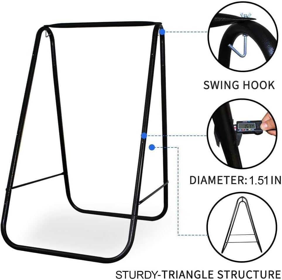 Hammock Chair with Stand,Heavy-Duty Hammock Stand with Large Indoor Swing,MAX Load 500 LBS,Hanging Chair with Stand for Indoor Outdoor,Swing Chair with 2 Cushions Included(Dark Grey)