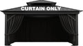 Outdoor Gazebo Curtain Replacement Universal 4-Panel Sidewalls 12' X 14',Outdoor Patio Waterproof Privacy Curtain with Double Zipper for Patio,Garden, and Backyard (Curtain Only)